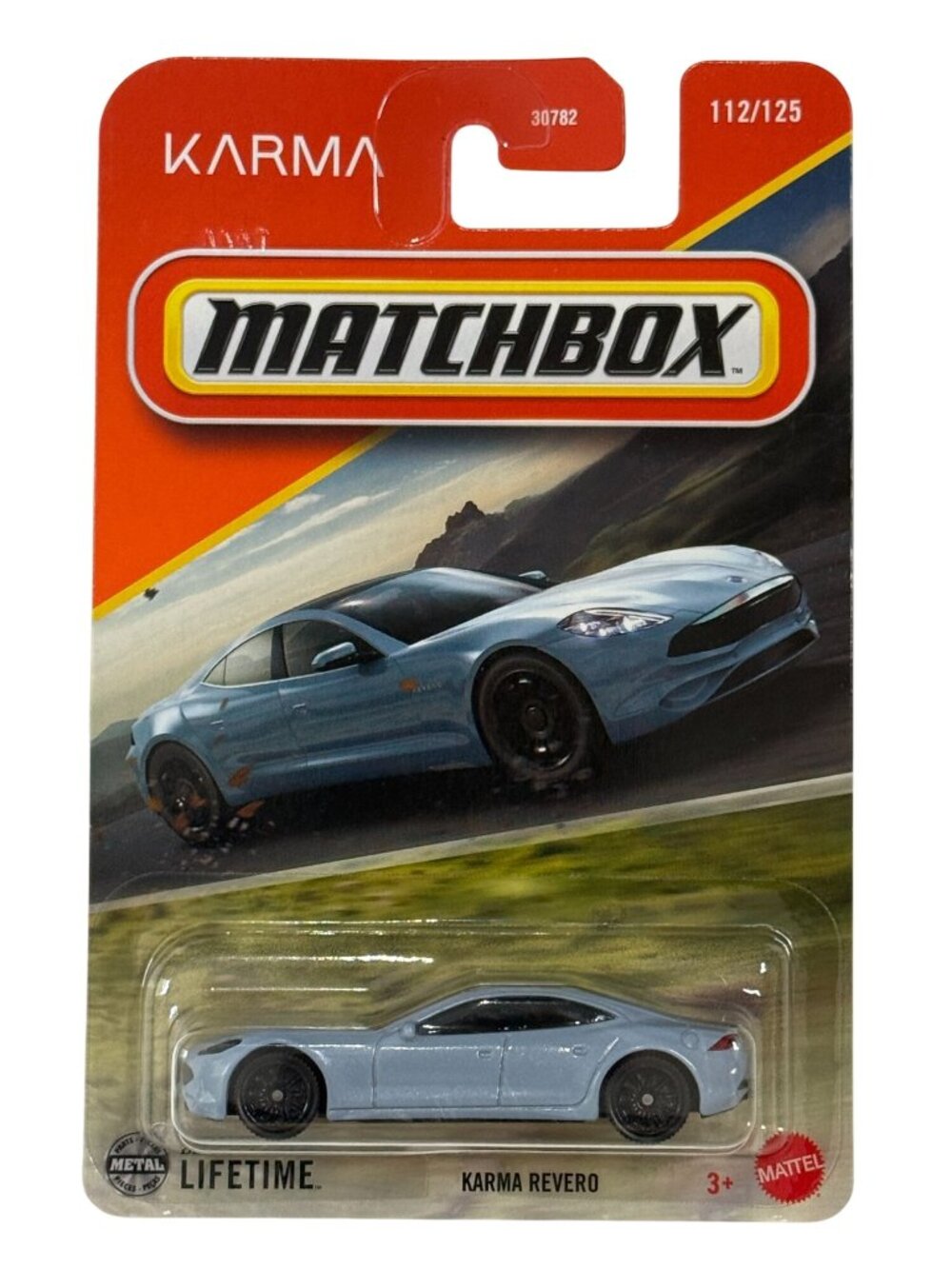 Matchbox Karma Revero Blue Sedan 112/125 1:64 Diecast NOC
